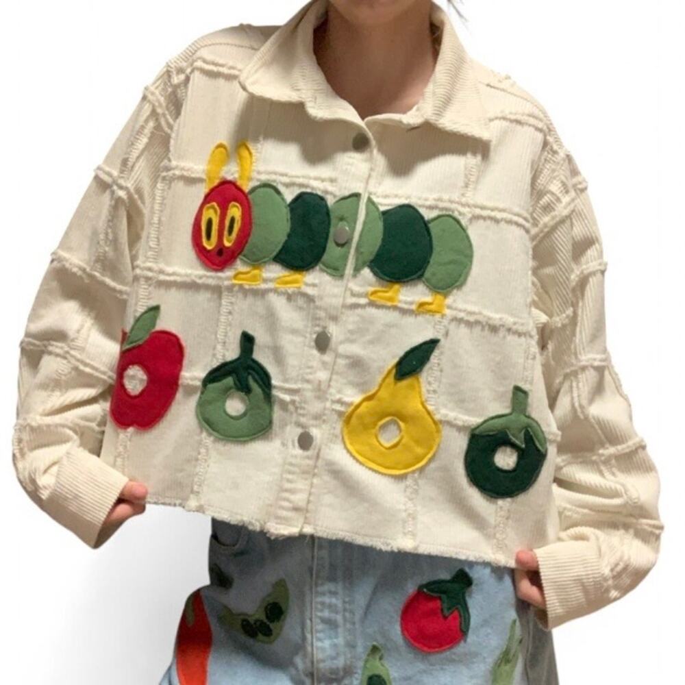 Custom Upcycled The Very Hungry Caterpillar Corduroy Jacket